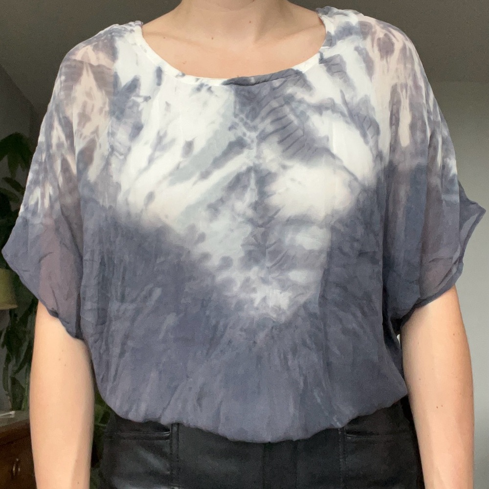 Anthropologie 100% Silk Tie Dye Airy Blouse